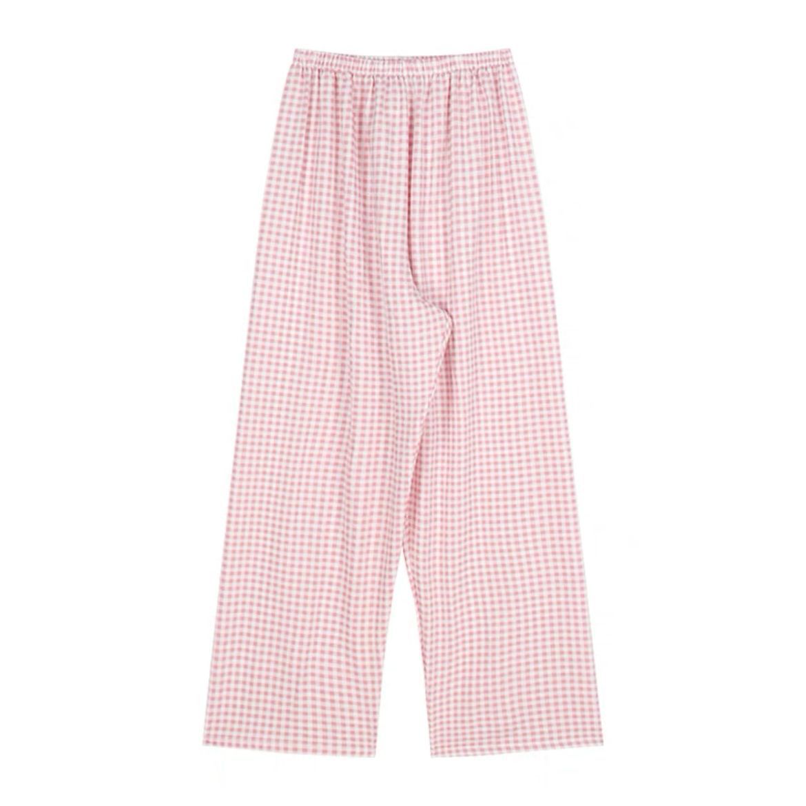 Wholesale Plaid Casual Wide-leg Women's Summer Pajama Pants High Waist Straight Loose Walking Pants